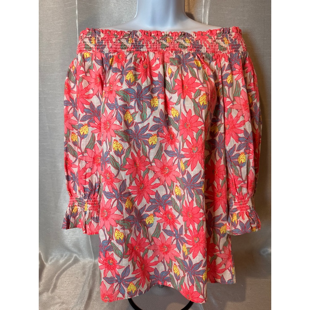 NWT Vineyard Vines Women's Off The Shoulder Smocked Floral Print‎ Blouse Top M